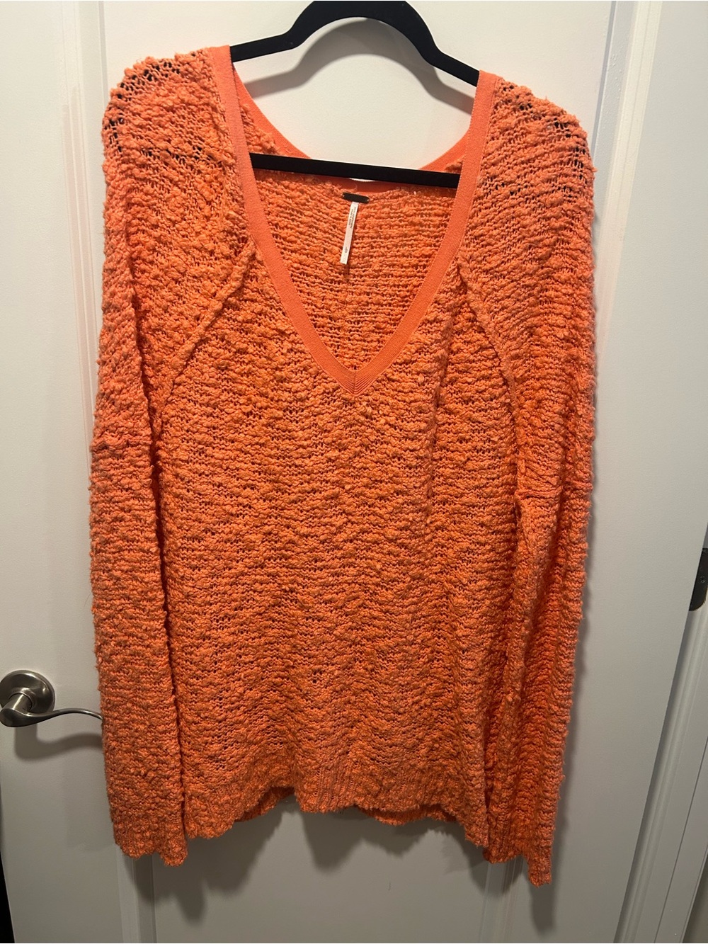 Free People Bright Coral Orange Sweater Tunic - Size Large